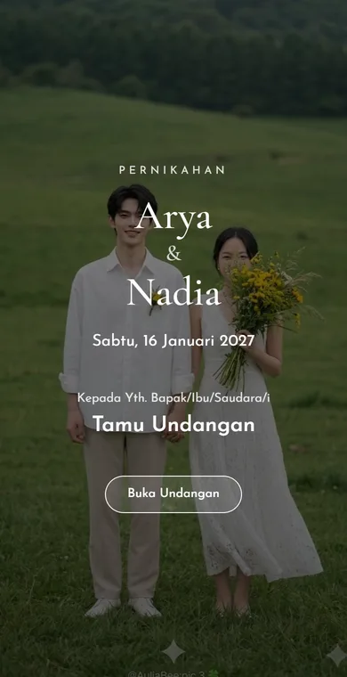 Sampul contoh undangan Pernikahan Arya & Nadia
