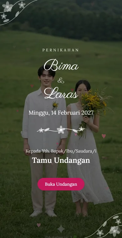 Sampul contoh undangan Pernikahan Bima & Laras